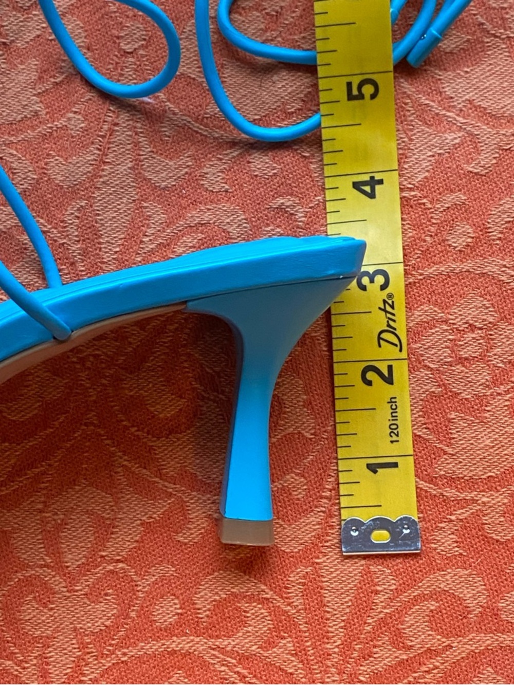 NWOT Stradivarius turquoise leather ankle wrap mules,kitten heels,pointy toe,7 - Picture 10 of 12